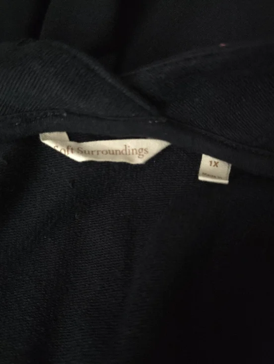 Soft Surroundings Fiberworks Black Open-Front Embroidered Kimono Cardigan - Picture 4 of 8